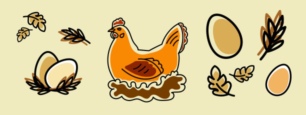 集母鸡与鸡蛋和鸡，农业生态产品的象征。图片下载