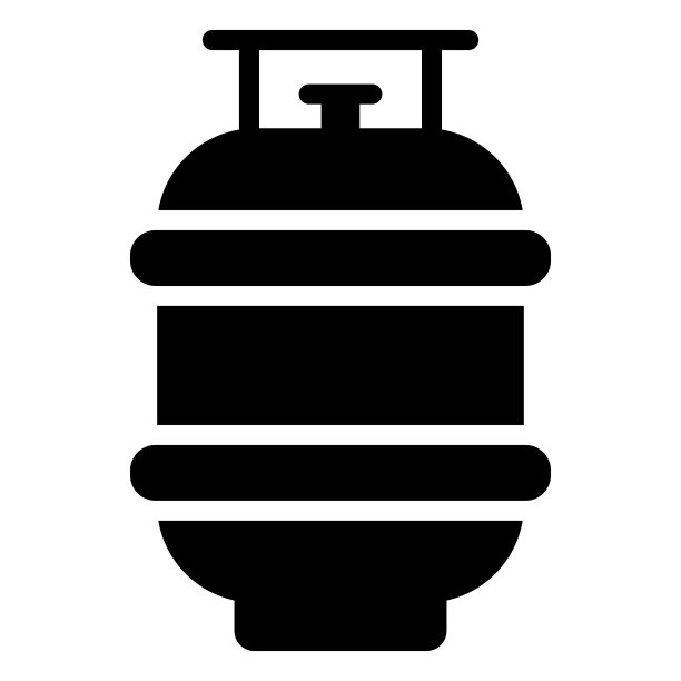 气体的圆柱体矢量图标字形风格的Web和移动。图片下载