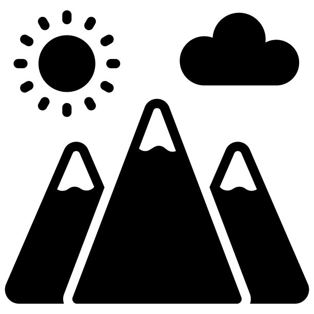 山景矢量图标字形风格的Web和移动。图片下载