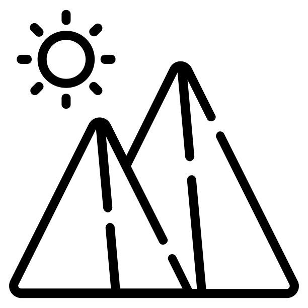 山矢量图标细线风格的Web和移动。图片下载