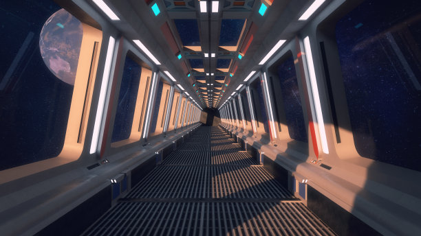3 d渲染。未来走廊室内设计图片下载