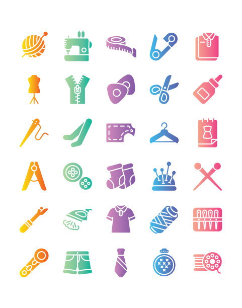 缝纫图标设置30孤立在白色背景图片下载