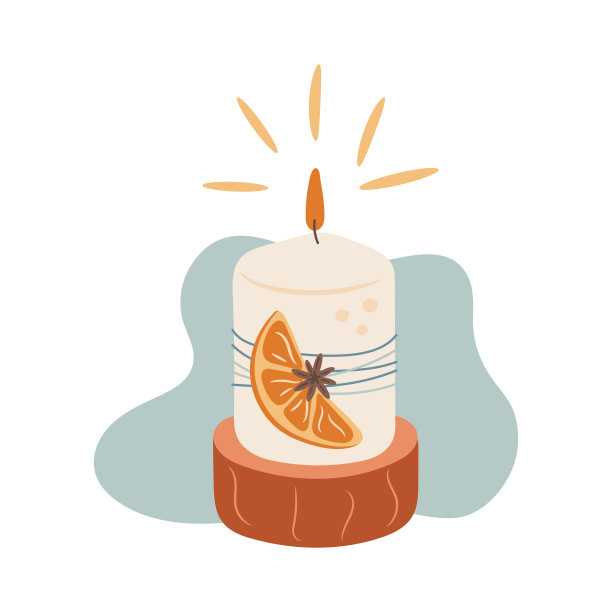 用橙子和八角星装饰圣诞蜡烛图片下载