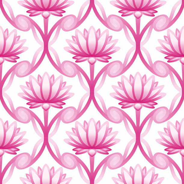 粉红莲花无缝花纹装饰图片下载
