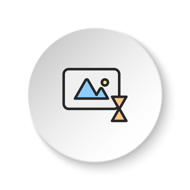 圆形按钮为网络图标，延迟，照片，时间。按钮横幅圆形，徽章界面应用说明图片下载