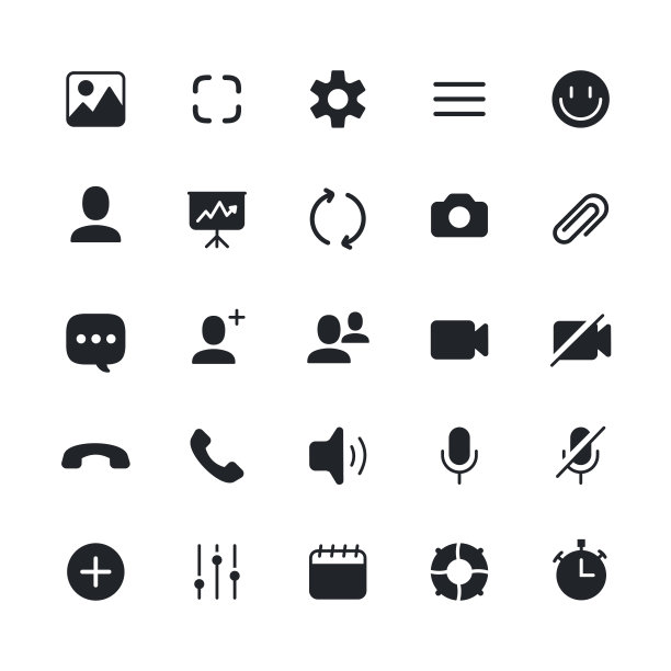 视频通话图标矢量平面风格setv图片下载