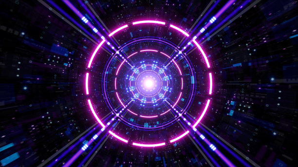 发光的数码科技隧道图片下载