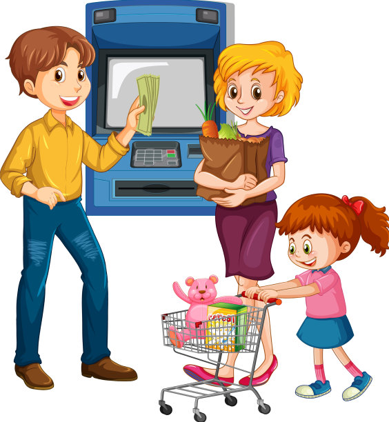 一个男人从自动取款机上取钱图片下载