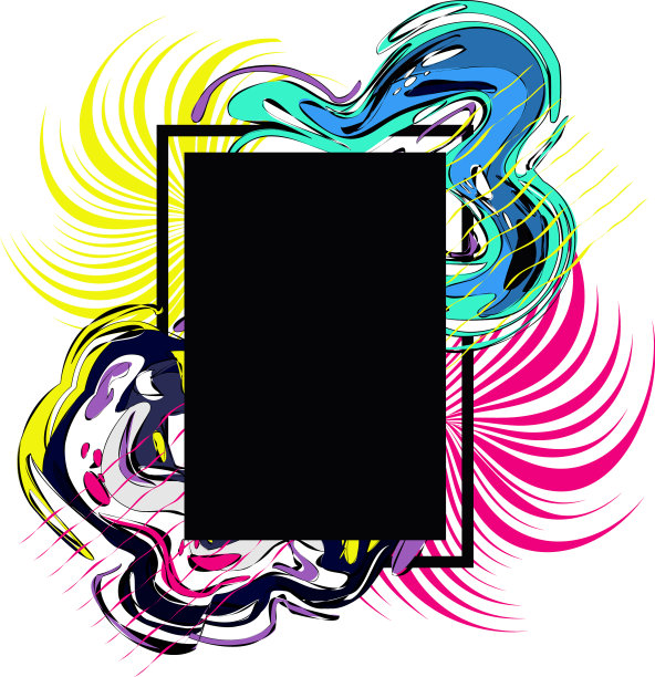 彩色液体波流框抽象多彩图片下载