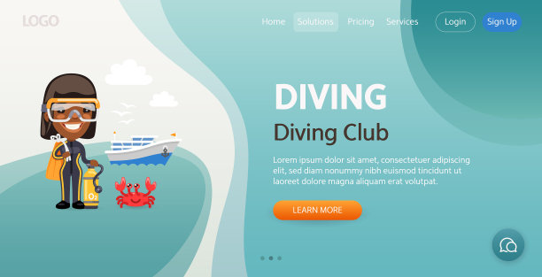 潜水俱乐部网站模板图片下载