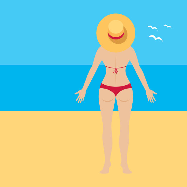 身穿红色比基尼的年轻苗条女性图标图片下载