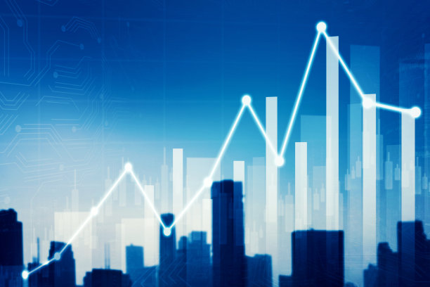 摩天大楼轮廓的增长金融图表图片下载