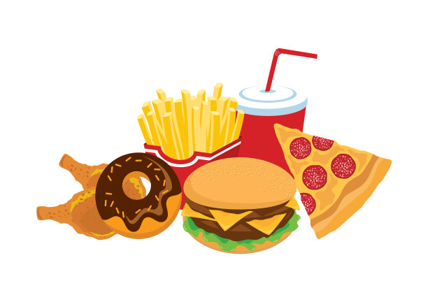 一堆垃圾食品图标设置图片下载