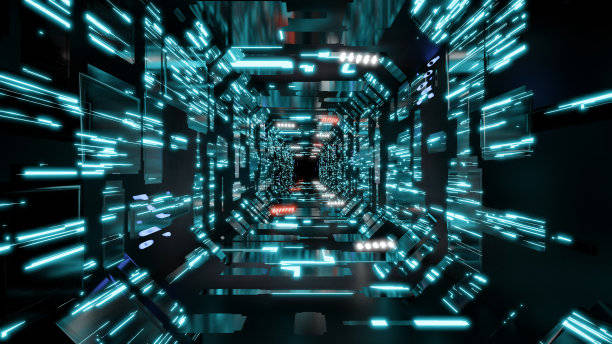 抽象工艺隧道设计的三维插图。图片下载