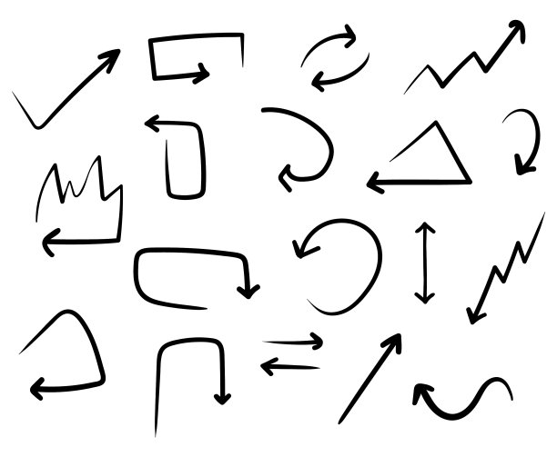 一套箭头涂鸦在白色背景图片下载