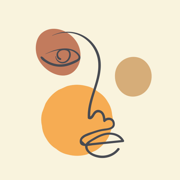 抽象的女人面画一条线图片下载