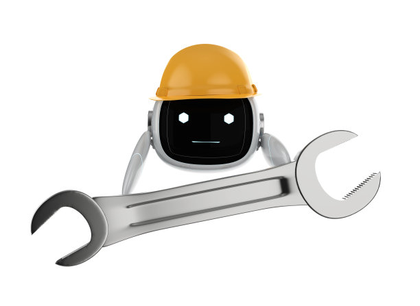 带黄色头盔的工程师机器人图片下载