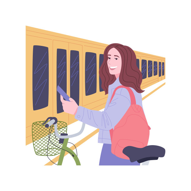 自行车交通设施孤立卡通图片下载