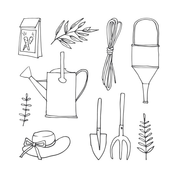 一套花园和花卉相关的涂鸦图片下载