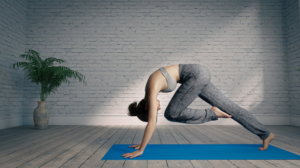 一个年轻女子做瑜伽练习的3d插图孤立在白色背景-健康生活的概念与修剪路径。三维渲染图片下载