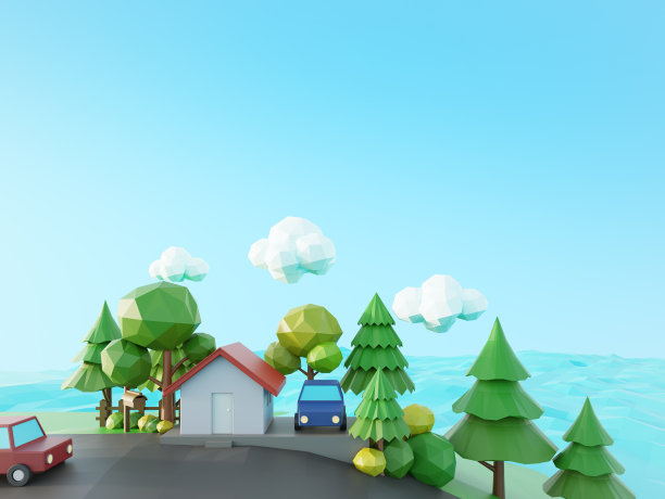 海滩附近山坡上的房子。图片下载