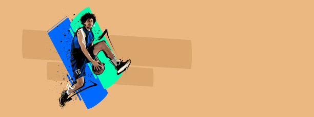 运动拼贴与职业篮球运动员的行动，运动与球孤立在复古颜色几何背景。艺术、创意和广告图片下载