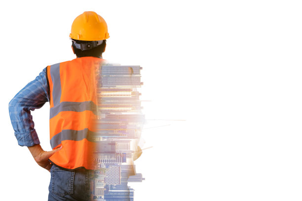 未来的建筑工程概念与平面设计的接触。建筑建筑师、工程师利用现代民用设备技术设计工业建筑。图片下载