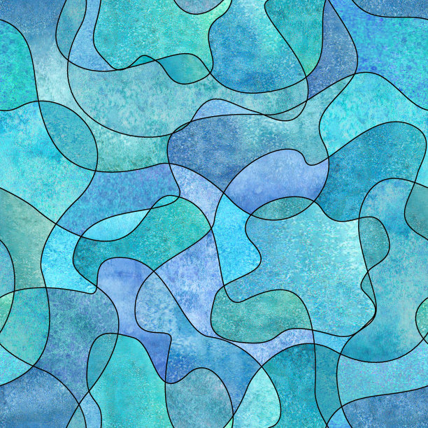 抽象现代平面几何液体形状形成无缝图案。图片下载