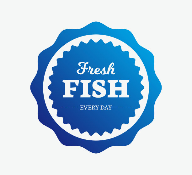 海鲜鱼标志矢量标签图片下载