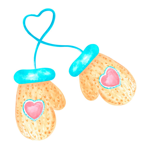 孤立水彩插图的两个手套在白色背景。图片下载