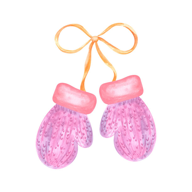 孤立水彩插图的两个手套在白色背景。图片下载