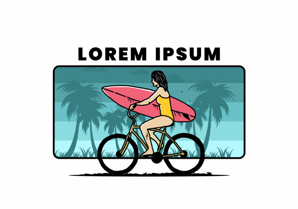 一个骑自行车冲浪的女人图片下载