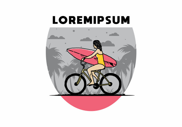 一个骑自行车冲浪的女人图片下载