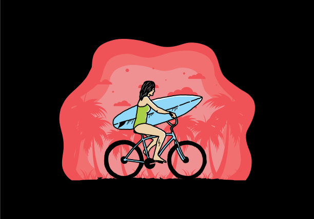 一个骑自行车冲浪的女人图片下载