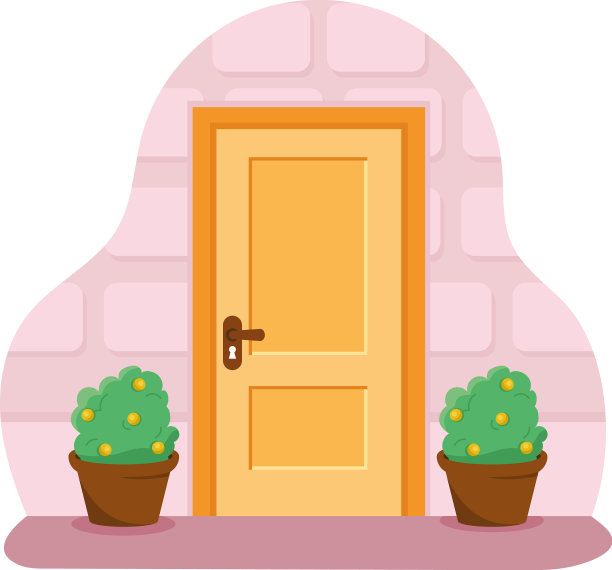 门和室内植物图片下载