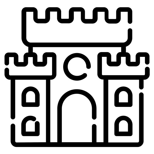 悲伤城堡矢量图标细线风格的Web和移动。图片下载