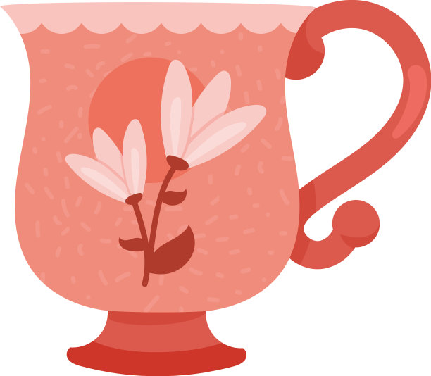 带花的红色茶杯图片下载