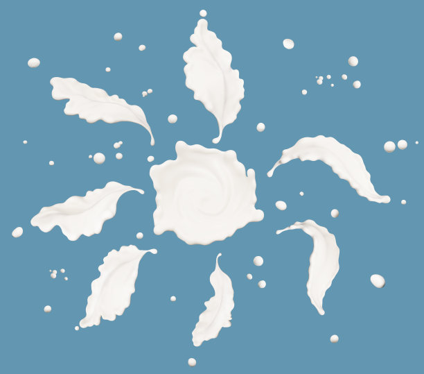 牛奶飞溅，一套飞溅酸奶，抽象漩涡背景，3d渲染图片下载