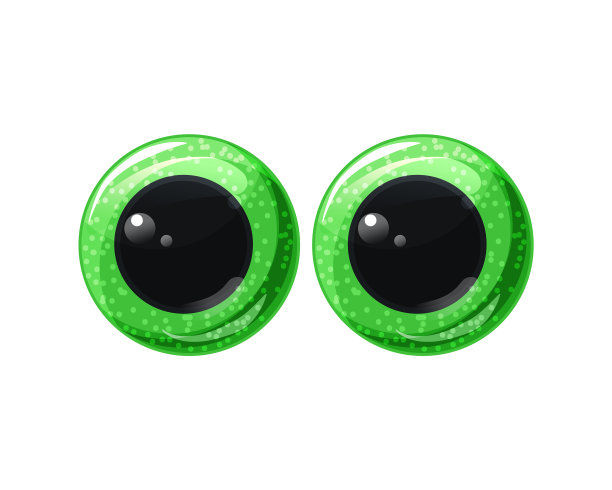 绿色闪闪发光的塑料玩具眼睛好玩安全的玩具图片下载