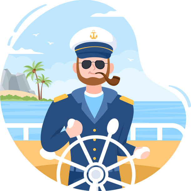 穿着水手制服的卡通游轮船长图片下载