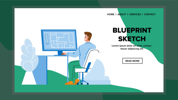 蓝图素描发展中的建筑师图片下载