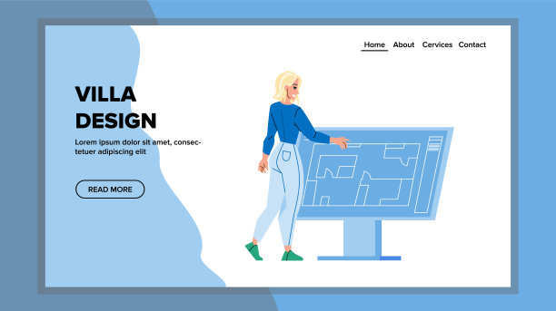 别墅设计发展中建筑师女士图片下载