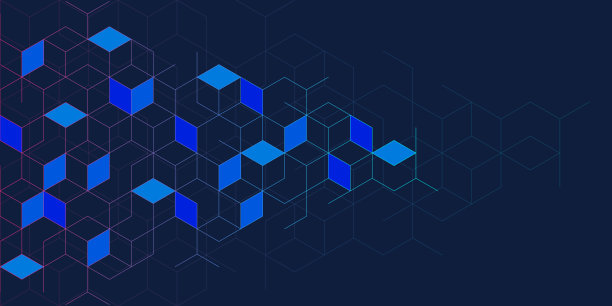平面设计元素和抽象的几何背景与等距数字块。区块链概念和现代技术图片下载