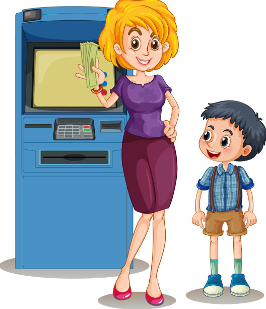 一位妇女从自动取款机上取钱图片下载