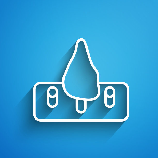 白线森林砍伐图标孤立在蓝色图片下载