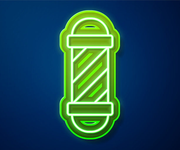 发光的霓虹灯线经典的理发店柱子图标图片下载