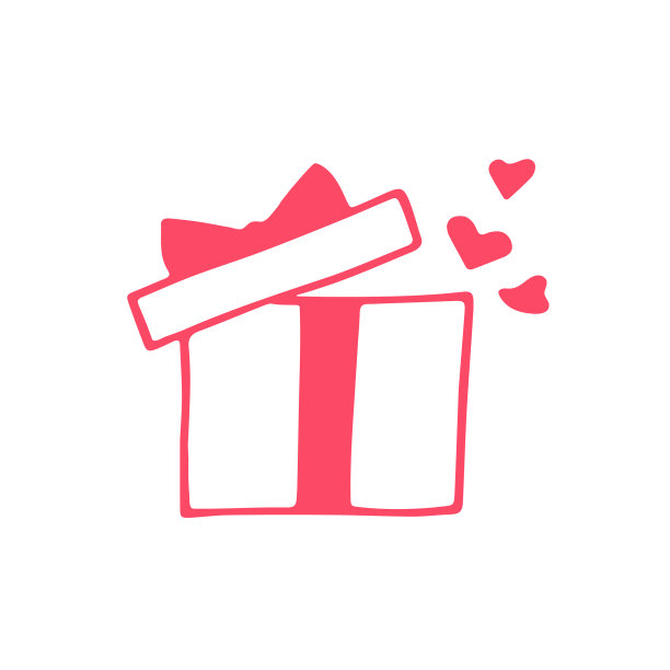 手绘礼盒与心标志图片下载