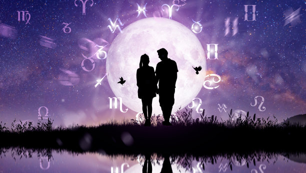 星座。占星术和夫妻概念。图片下载