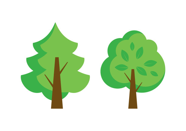 落叶和针叶树图标集图片下载