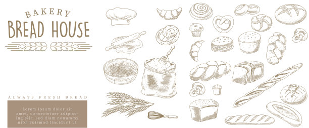 一套蹩脚的面包插图。图片下载